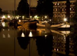 Gouda, Museumhaven bij nacht